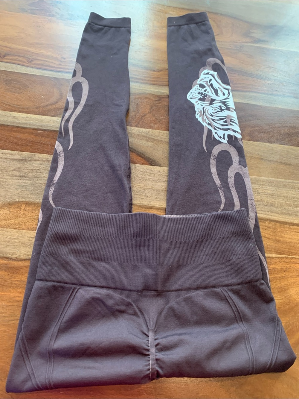 Darc Sport Dark Brown Performance Leggings with Silver Graphic